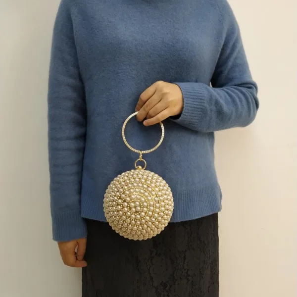 Chic / Beautiful Gold Clutch Bags Ivory Beading Pearl Rhinestone Accessories 2019