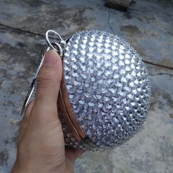 Stylowe / Modne Srebrny Frezowanie Rhinestone Akcesoria Kopertówki 2019