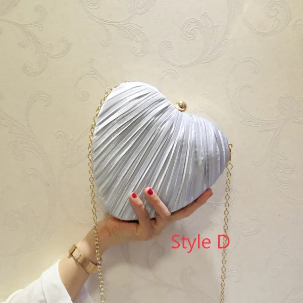 Chic / Beautiful Champagne Heart-shaped Clutch Bags Ruffle Fabric 2019 Accessories