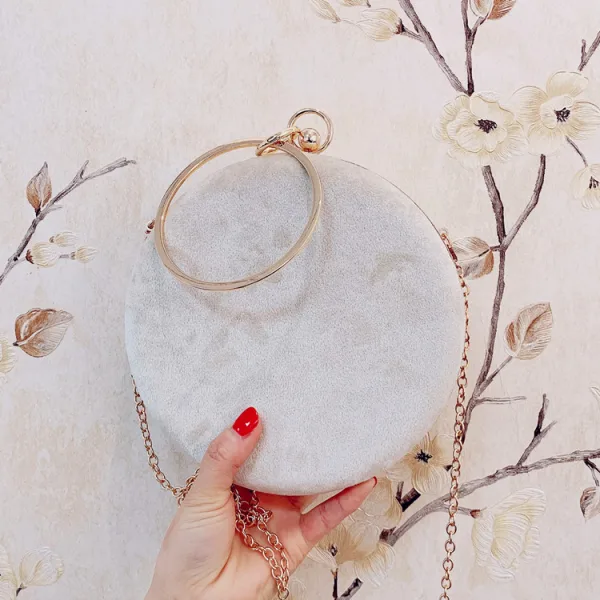 Chic / Beautiful Beige Clutch Bags 2019 3D Lace Pearl Tassel Accessories