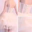 Schöne Champagner Cocktailkleider 2019 Ballkleid Bandeau Ärmellos Applikationen Spitze Strass Kurze Fallende Rüsche Rückenfreies Festliche Kleider
