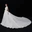 Vintage / Retro Ivory Satin Wedding Dresses 2019 A-Line / Princess Deep V-Neck Sleeveless Cathedral Train Ruffle