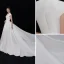 Vintage / Retro Ivory Satin Wedding Dresses 2019 A-Line / Princess Deep V-Neck Sleeveless Cathedral Train Ruffle