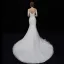 Elegant Ivory See-through Wedding Dresses 2019 Trumpet / Mermaid Square Neckline 3/4 Sleeve Backless Appliques Lace Chapel Train Ruffle