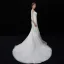 Elegant Ivory See-through Wedding Dresses 2019 Trumpet / Mermaid Square Neckline 3/4 Sleeve Backless Appliques Lace Chapel Train Ruffle