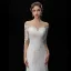 Elegant Ivory See-through Wedding Dresses 2019 Trumpet / Mermaid Square Neckline 3/4 Sleeve Backless Appliques Lace Chapel Train Ruffle