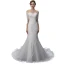 Elegant Ivory See-through Wedding Dresses 2019 Trumpet / Mermaid Square Neckline 3/4 Sleeve Backless Appliques Lace Chapel Train Ruffle