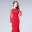 Luxe Noire Robe De Soirée 2019 Trompette / Sirène Encolure Carrée Manches Longues Perlage Train De Balayage Volants Robe De Ceremonie