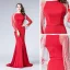 Luxe Noire Robe De Soirée 2019 Trompette / Sirène Encolure Carrée Manches Longues Perlage Train De Balayage Volants Robe De Ceremonie