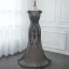 High End Grau Durchsichtige Abendkleider 2019 Meerjungfrau Eckiger Ausschnitt Ärmellos Handgefertigt Perlenstickerei Sweep / Pinsel Zug Rückenfreies Festliche Kleider