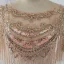 Haut de Gamme Champagne Transparentes Robe De Soirée Avec Châle 2019 Trompette / Sirène Encolure Dégagée Sans Manches Fait main Perlage Train De Balayage Volants Robe De Ceremonie