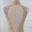 Luxury / Gorgeous Gold See-through Summer Evening Dresses  2019 A-Line / Princess High Neck Sleeveless Sequins Beading Court Train Backless Formal Dresses
