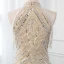 Haut de Gamme Champagne Robe De Soirée 2019 Trompette / Sirène Col Haut Sans Manches Fait main Perlage Paillettes Train De Balayage Robe De Ceremonie