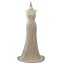 Haut de Gamme Champagne Robe De Soirée 2019 Trompette / Sirène Col Haut Sans Manches Fait main Perlage Paillettes Train De Balayage Robe De Ceremonie