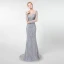 Haut de Gamme Gris Transparentes Robe De Soirée 2019 Trompette / Sirène Encolure Dégagée Manches Longues Fait main Perlage Train De Balayage Robe De Ceremonie