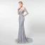 Haut de Gamme Gris Transparentes Robe De Soirée 2019 Trompette / Sirène Encolure Dégagée Manches Longues Fait main Perlage Train De Balayage Robe De Ceremonie