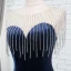 Chic / Beautiful Royal Blue Velour Evening Dresses  2019 Trumpet / Mermaid See-through Scoop Neck Sleeveless Beading Tassel Floor-Length / Long Ruffle Formal Dresses