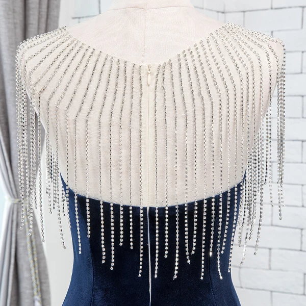 Chic / Beautiful Royal Blue Velour Evening Dresses 2019 Trumpet / Mermaid See-through Scoop Neck Sleeveless Beading Tassel Floor-Length / Long Ruffle Formal Dresses
