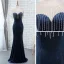 Chic / Beautiful Royal Blue Velour Evening Dresses  2019 Trumpet / Mermaid See-through Scoop Neck Sleeveless Beading Tassel Floor-Length / Long Ruffle Formal Dresses