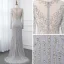 Haut de Gamme Gris Transparentes Robe De Soirée 2019 Trompette / Sirène Encolure Dégagée Manches Longues Paillettes Perlage Train De Balayage Robe De Ceremonie