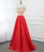 Luxury / Gorgeous Red Satin See-through Evening Dresses  2019 A-Line / Princess Scoop Neck Cap Sleeves Beading Floor-Length / Long Ruffle Backless Formal Dresses