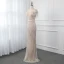 High-end Champagne See-through Evening Dresses  2019 Trumpet / Mermaid Scoop Neck Sleeveless Sash Beading Tassel Floor-Length / Long Ruffle Formal Dresses