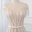 High-end Champagne See-through Evening Dresses  2019 Trumpet / Mermaid Scoop Neck Sleeveless Sash Beading Tassel Floor-Length / Long Ruffle Formal Dresses