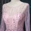 Fabuleux Rougissant Rose Transparentes Robe De Soirée 2019 Princesse Encolure Dégagée 3/4 Manches Plumes Fait main Perlage Longue Volants Robe De Ceremonie