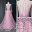 Fabuleux Rougissant Rose Transparentes Robe De Soirée 2019 Princesse Encolure Dégagée 3/4 Manches Plumes Fait main Perlage Longue Volants Robe De Ceremonie