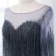 Luxury / Gorgeous Gold See-through Evening Dresses  2019 Trumpet / Mermaid Scoop Neck 3/4 Sleeve Beading Tassel Floor-Length / Long Formal Dresses