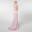 Illusion Rose Bonbon Transparentes Robe De Soirée 2019 Trompette / Sirène U-Cou Sans Manches Perlage Train De Balayage Robe De Ceremonie