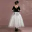 Vintage / Originale Noire Blanche Robe De Bal 2018 Robe Boule Encolure Carrée Manches Courtes Paillettes Longueur Cheville Dos Nu Robe De Ceremonie