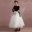 Vintage / Originale Noire Blanche Robe De Bal 2018 Robe Boule Encolure Carrée Manches Courtes Paillettes Longueur Cheville Dos Nu Robe De Ceremonie