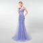 Luxe Lavande Transparentes Robe De Soirée 2019 Trompette / Sirène Encolure Dégagée Sans Manches Perlage Gland Train De Balayage Volants Dos Nu Robe De Ceremonie