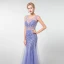 Luxe Lavande Transparentes Robe De Soirée 2019 Trompette / Sirène Encolure Dégagée Sans Manches Perlage Gland Train De Balayage Volants Dos Nu Robe De Ceremonie