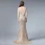 Haut de Gamme Champagne Transparentes Robe De Soirée 2019 Trompette / Sirène Encolure Carrée Sans Manches Paillettes Perlage Gland Train De Balayage Volants Robe De Ceremonie