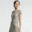 Luxury / Gorgeous Champagne See-through Evening Dresses  2019 Trumpet / Mermaid Scoop Neck Short Sleeve Handmade  Beading Sweep Train Formal Dresses