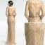 Luxury / Gorgeous Champagne See-through Evening Dresses  2019 Trumpet / Mermaid Scoop Neck Long Sleeve Beading Sash Floor-Length / Long Formal Dresses