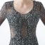Illusion Champagne Transparentes Robe De Soirée 2019 Trompette / Sirène V-Cou Manches Longues Paillettes Perlage Train De Balayage Robe De Ceremonie