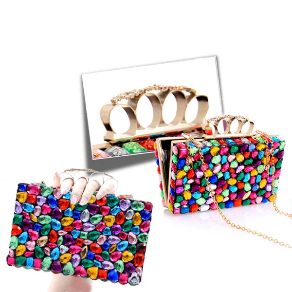 Colored Multi-Colors Rhinestone Clutch Bags 2019 Accessories