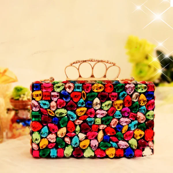 Colored Multi-Colors Rhinestone Clutch Bags 2019 Accessories