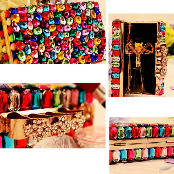 Colored Multi-Colors Rhinestone Clutch Bags 2019 Accessories