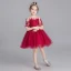 Chic / Beautiful Burgundy See-through Flower Girl Dresses 2019 Ball Gown Scoop Neck Short Sleeve Appliques Lace Rhinestone Short Ruffle Wedding Party Dresses