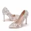 Elegante Witte Rhinestone Spitse Neus Bruidsschoenen 2025 Huwelijk 11 cm Naaldhakken / Stiletto Pumps Hoge Hakken