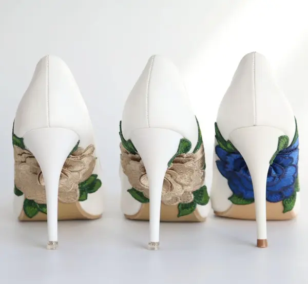 Fashion Beige Embroidered Prom Pumps High Heels 2025 9 cm Stiletto Heels Pointed Toe Pumps