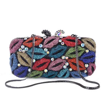 Snygga Fina Multi Färger Glittriga Glitter Rhinestone Metall Bal Kuvertväska 2022