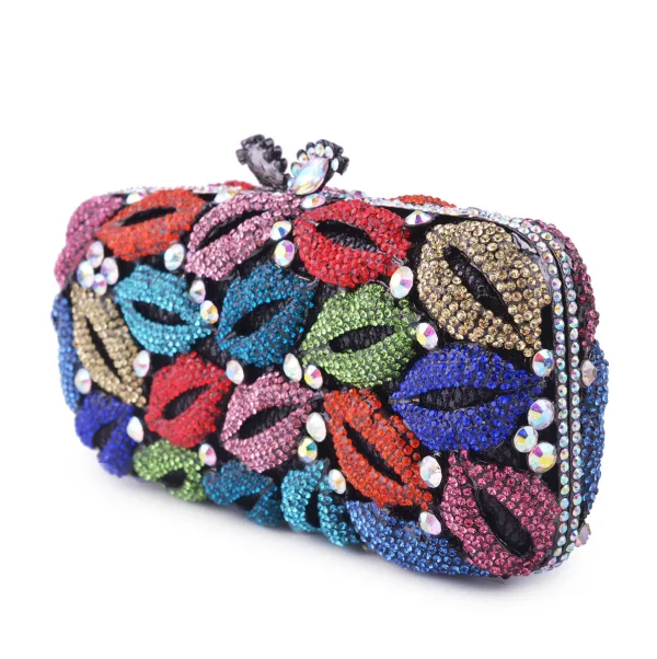 Chic / Beautiful Multi-Colors Glitter Rhinestone Metal Prom Clutch Bags 2022