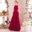 Chic / Beautiful Burgundy Evening Dresses  2017 A-Line / Princess Scoop Neck Sleeveless Beading Pearl Sash Floor-Length / Long Backless Formal Dresses