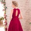 Chic / Beautiful Burgundy Evening Dresses  2017 A-Line / Princess Scoop Neck Sleeveless Beading Pearl Sash Floor-Length / Long Backless Formal Dresses
