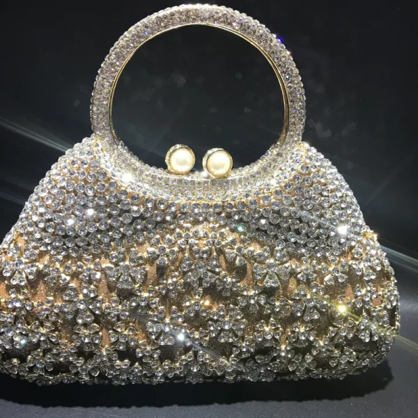Vintage Czerwone Perła Rhinestone Kopertówki 2022 Metal Koktajlowe